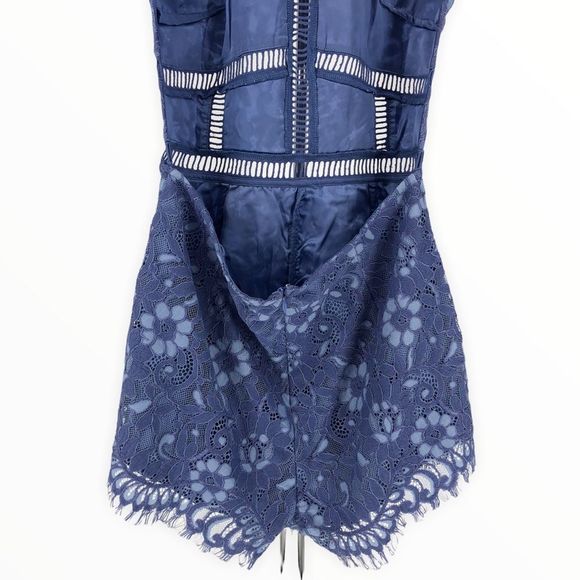 NBD x Revolve Alijah Blue Floral Lace Halter Open Back Romper NWT size XL - Picture 9 of 13